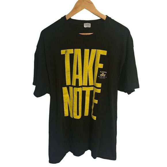 Utah Jazz 20-21 Take Note Short Sleeve T Shirt Logo NBA Playoffs Basketball XL - Picture 2 of 8